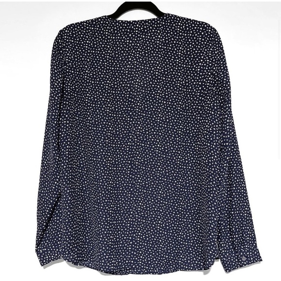 Banana Republic Navy/White Long Sleeve V Neck Blouse Sz XL - Picture 6 of 7